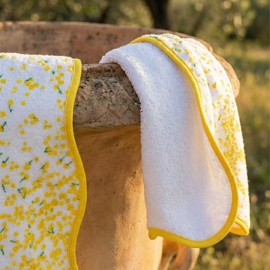 Serviette main & visage éponge - Or Mimosa