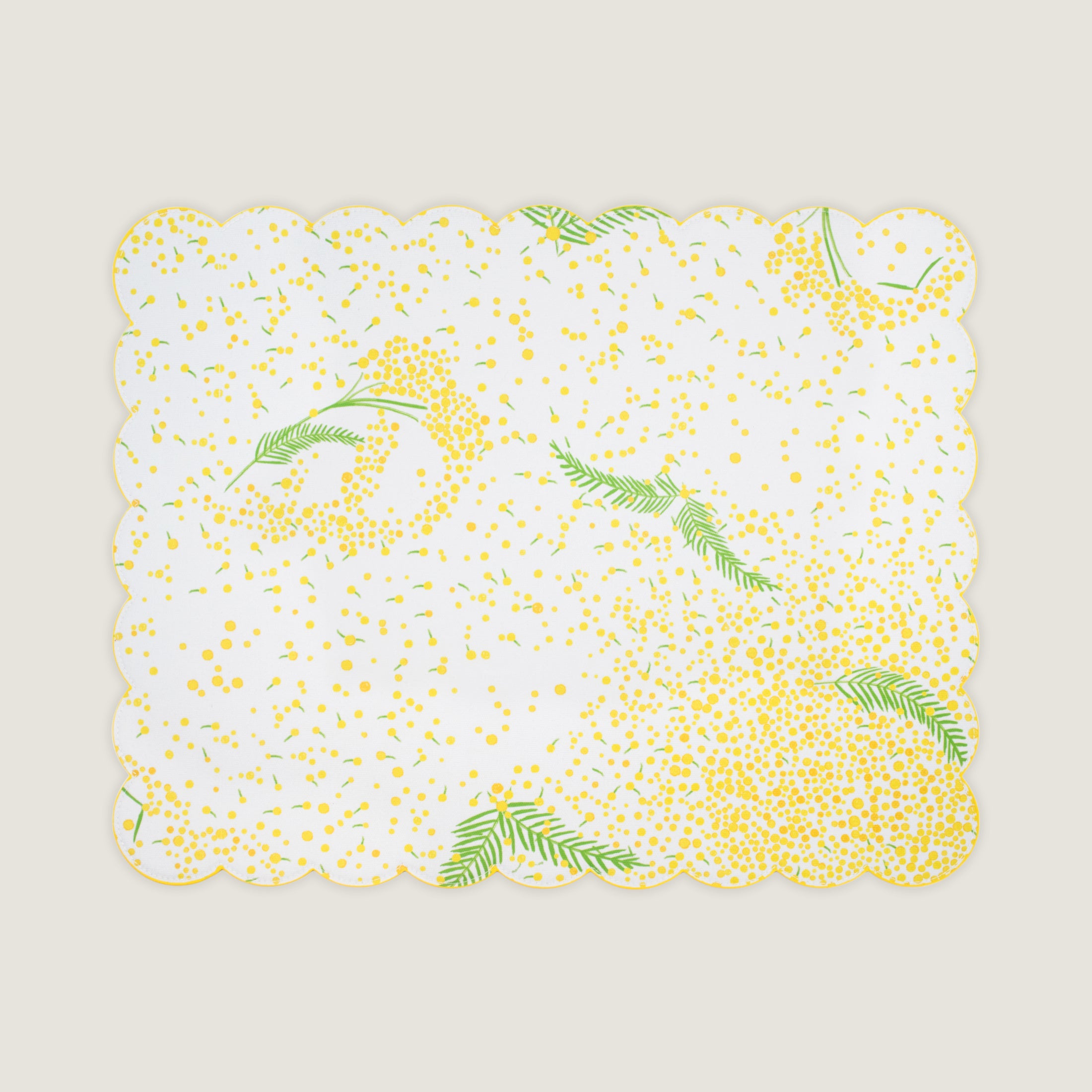 Paresse Paris lifestyle brand home Or Mimosa flowers parisian gifting yellow green prints made in france placemat coated canvas linens