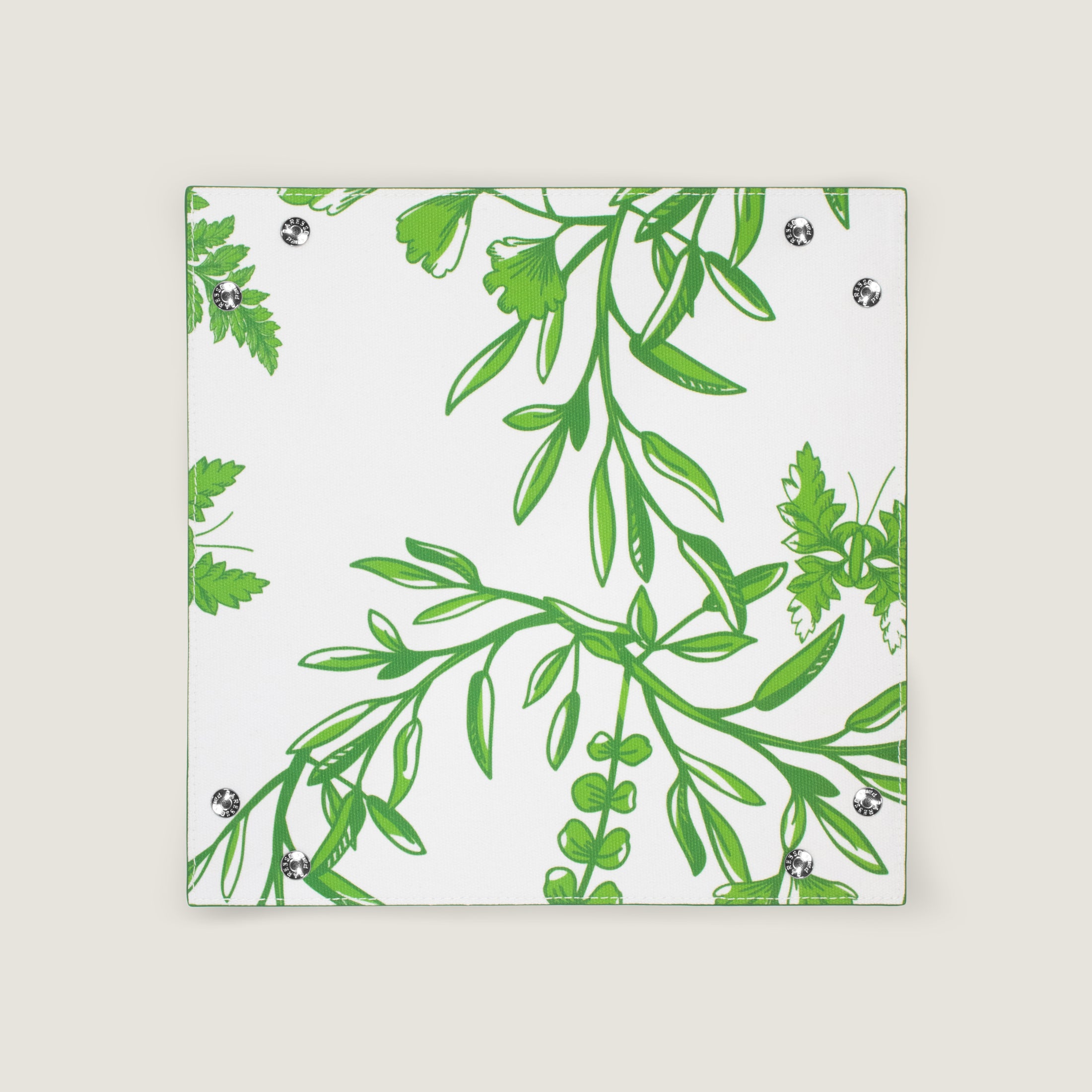 Paresse Paris lifestyle brand home foret secrete flowers parisian gifting green prints made in france waterproof coated canvas snap button valet tray travel