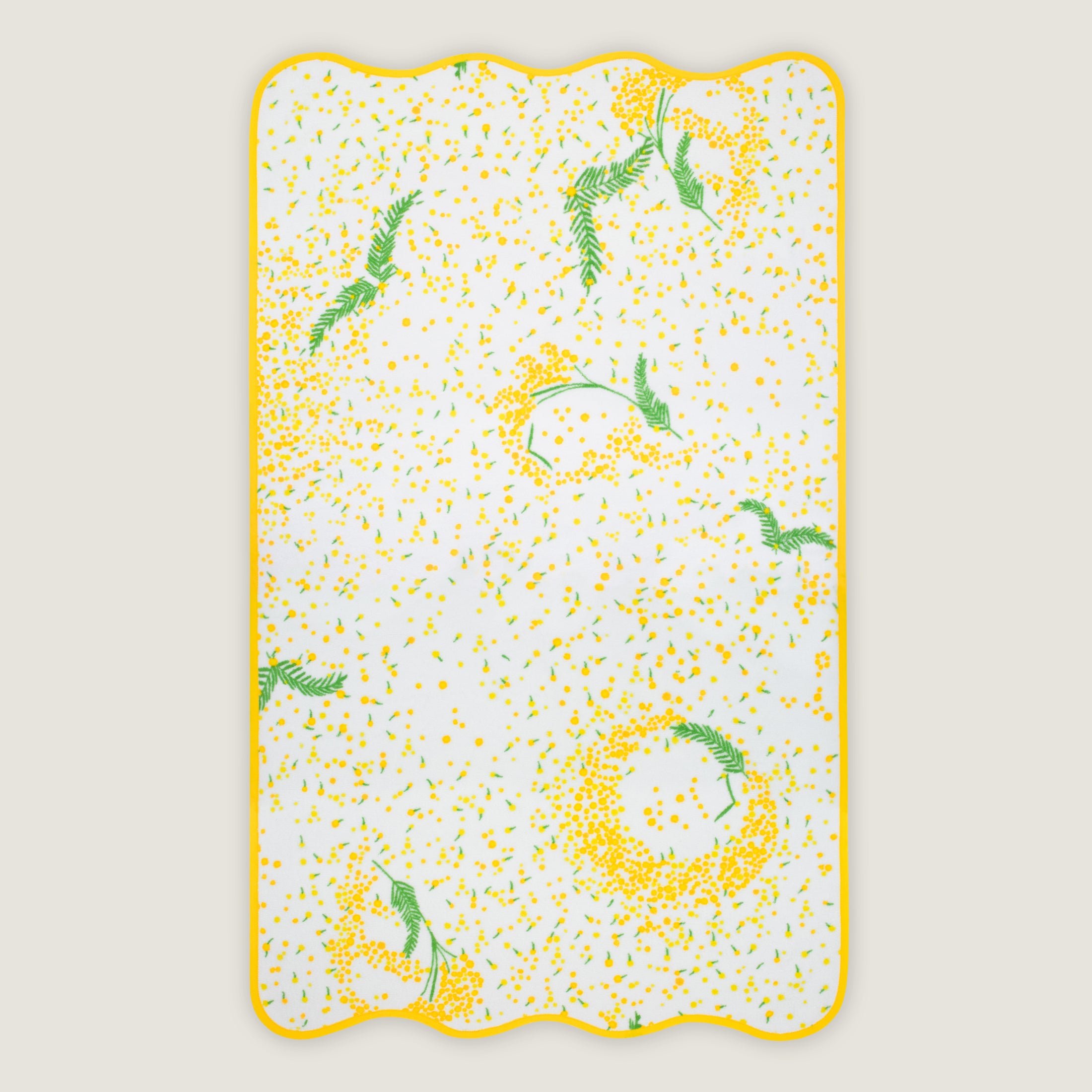 Paresse Paris lifestyle home flowers print yellow green Or Mimosa cotton terry towels bath bathroom wellness body beauty accessories gifting made in france parisian