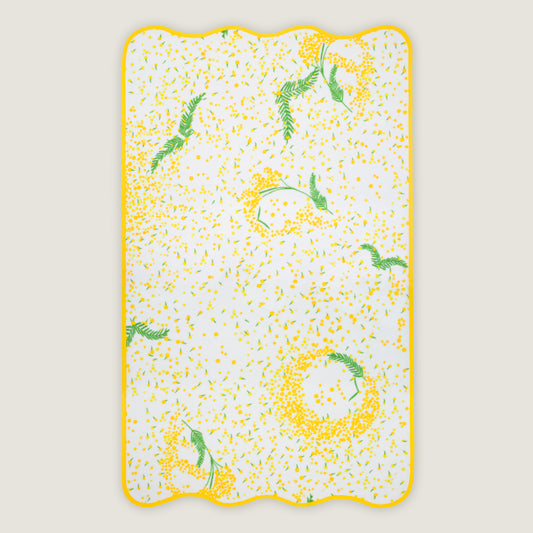 Paresse Paris lifestyle home flowers print yellow green Or Mimosa cotton terry towels bath bathroom wellness body beauty accessories gifting made in france parisian