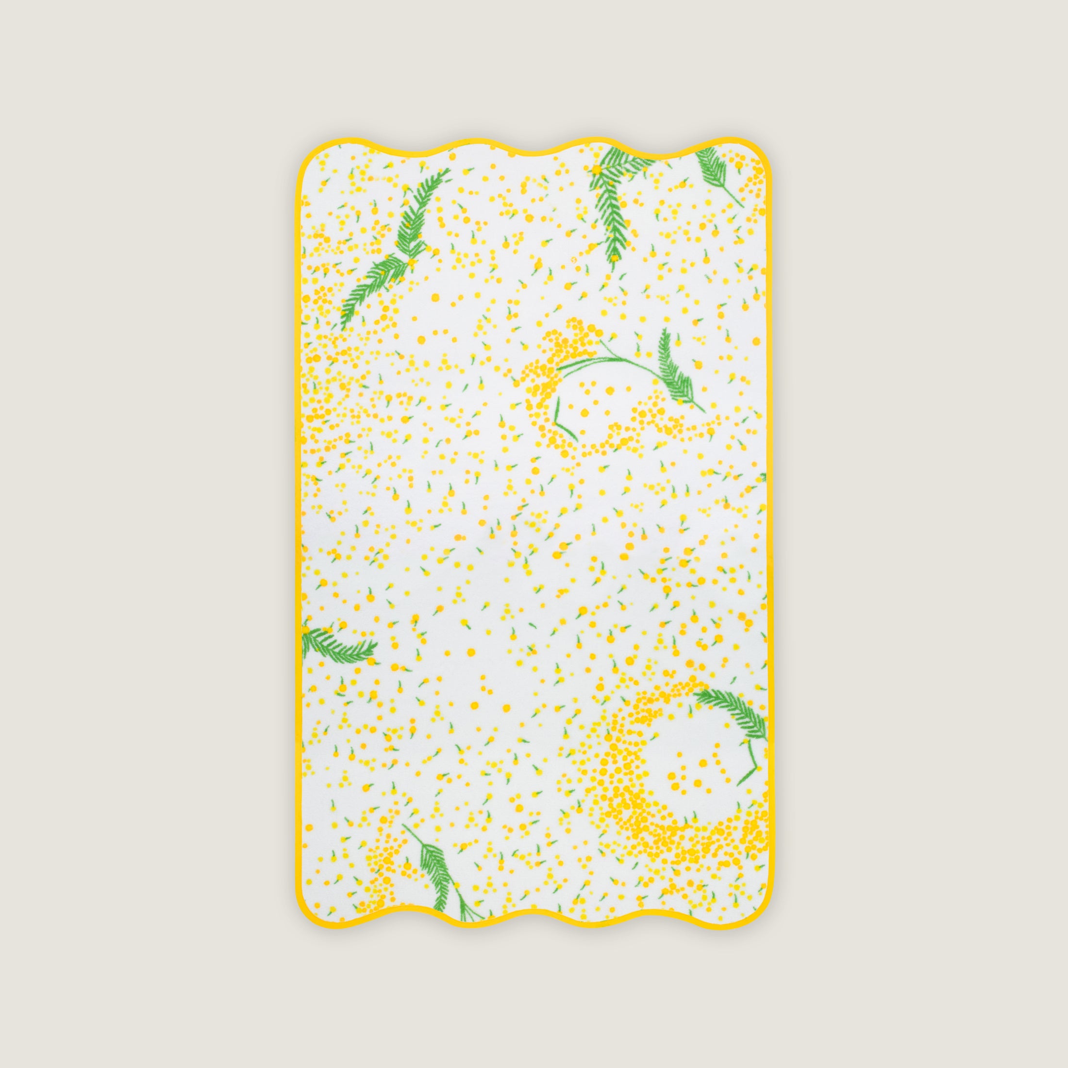 Paresse Paris lifestyle home flowers print yellow green Or Mimosa cotton terry towels bath bathroom wellness body beauty accessories gifting made in france parisian