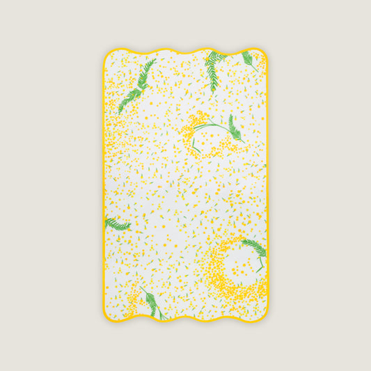 Paresse Paris lifestyle home flowers print yellow green Or Mimosa cotton terry towels bath bathroom wellness body beauty accessories gifting made in france parisian