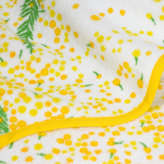 Paresse Paris lifestyle home flowers print yellow green Or Mimosa cotton terry towels bath bathroom wellness body beauty accessories gifting made in france parisian