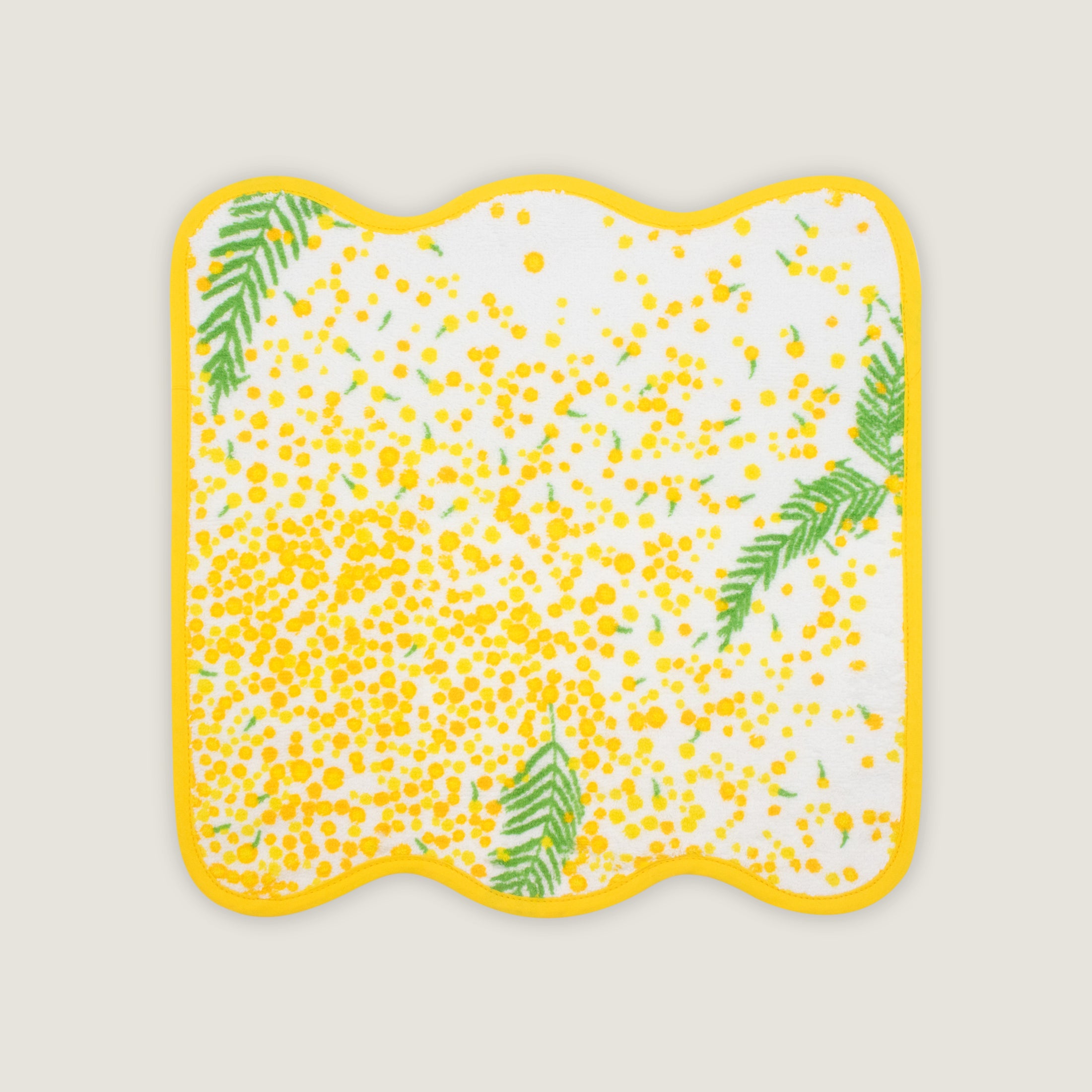 Paresse Paris lifestyle home flowers print yellow green Or Mimosa cotton terry towels bath bathroom wellness hands beauty accessories gifting made in france parisian
