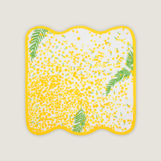 Paresse Paris lifestyle home flowers print yellow green Or Mimosa cotton terry towels bath bathroom wellness hands beauty accessories gifting made in france parisian