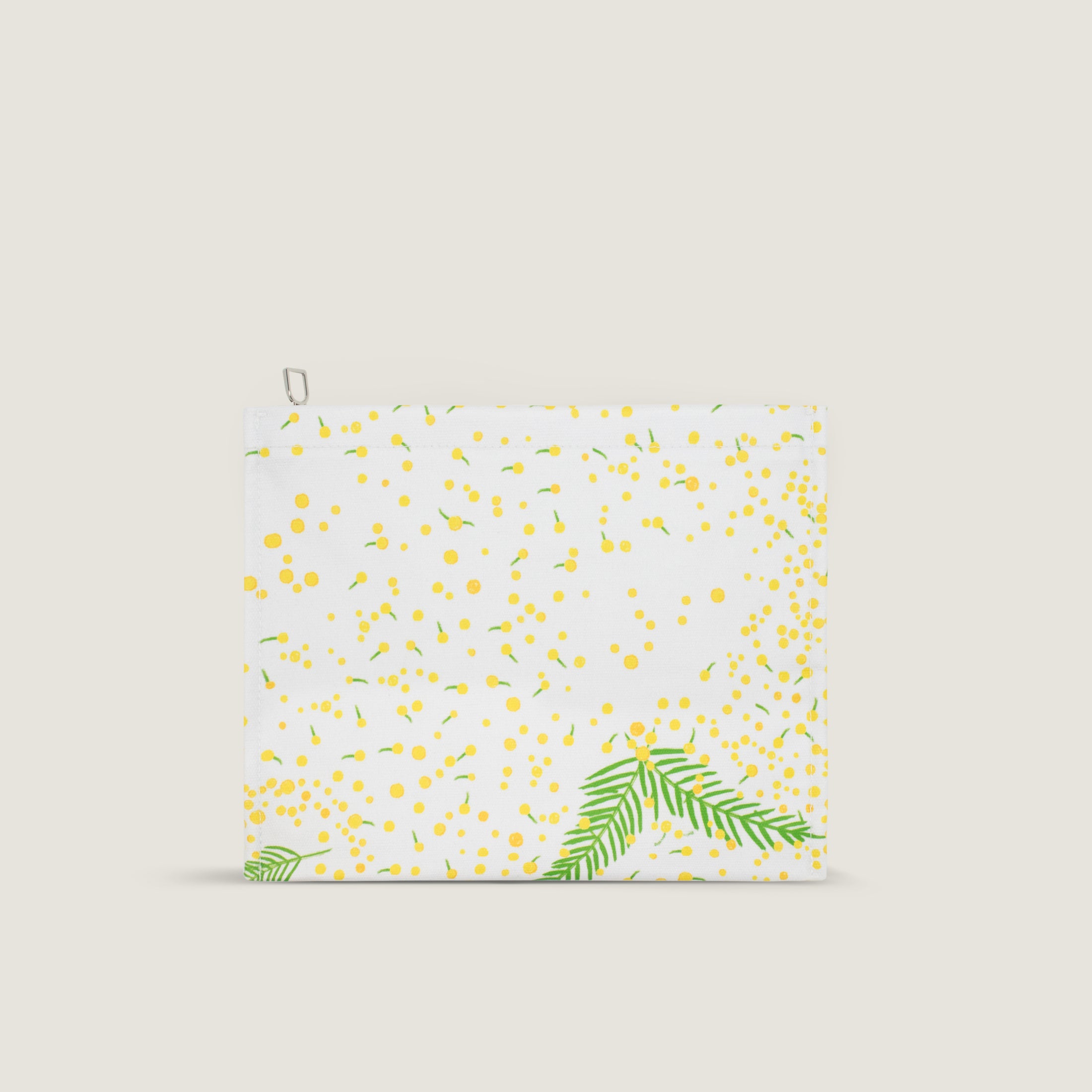 Paresse Paris lifestyle brand home Or Mimosa flowers parisian gifting green yellow prints made in france travel pouch flat zipper waterproof coated canvas